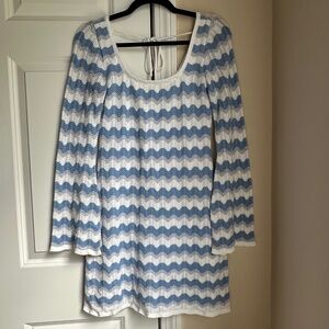 Hollister White & Blue Stripe Knit Dress Adjustable Tie Back Size S Worn Once